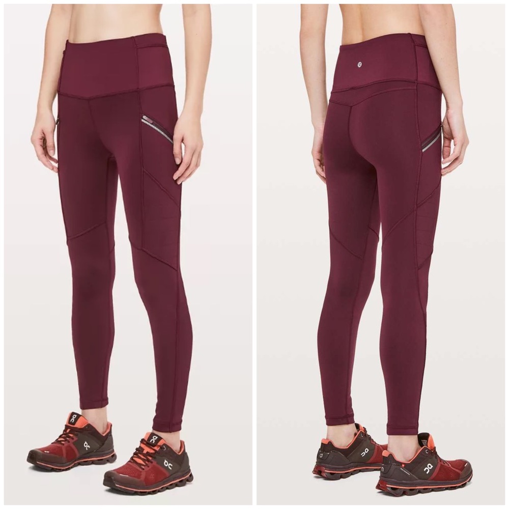 Lululemon Toasty Tech Fleece Lined Tight II Garnet Sz 6